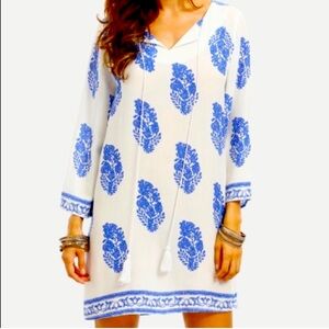 Blue and White Leaf Dress